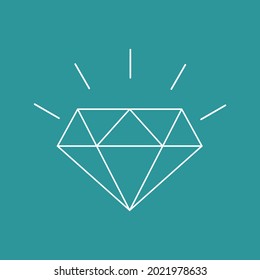 ein Diamant, ein genialer Edelstein. weißes lineares Symbol auf blauem Hintergrund. Vektorgrafik.