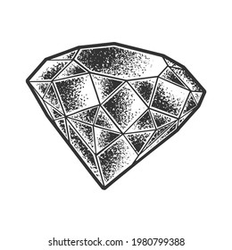 diamond brilliant line art sketch engraving vector illustration. T-shirt apparel print design. Scratch board imitation. Black and white hand drawn image.
