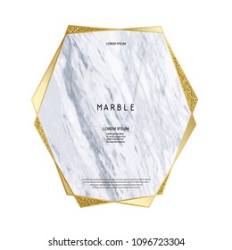 Diamond, brilliant, rock shape. Foil vector background. Marble texture. Bronze geometric shapes. Copper polygonal frame