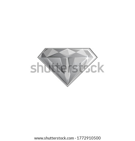 Diamond or brilliant shiny gem icon or symbol, cartoon vector illustration isolated on white background. Jewelry precious expensive gemstone element.
