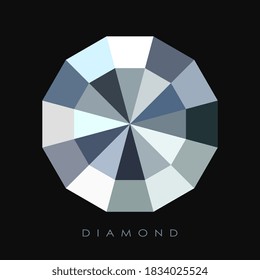Icono de diamante o de vector brillante aislado en fondo negro