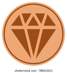 Diamond bronze coin icon. Vector style is a copper flat coin symbol.