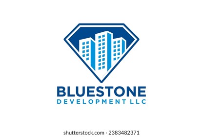 Diamond building business logo. Premium real estate logo. Gem home icon symbol.	
