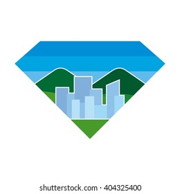 diamond and building logo vector.