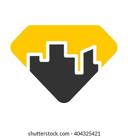 diamond and building logo vector.