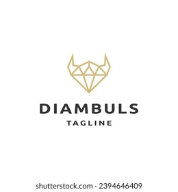 Diamond bull logo design template flat vector 
