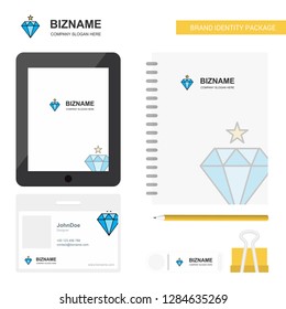 Diamond  Business Logo, Tab App, Diary PVC Employee Card and USB Brand Stationary Package Design Vector Template