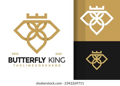 Diamond butterfly crown logo design vector symbol icon illustration