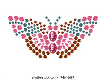 diamond butterfly, jewelry animal isolated vector illustration