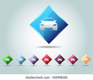 Diamond Car Icon Button Vector Design Multicolored