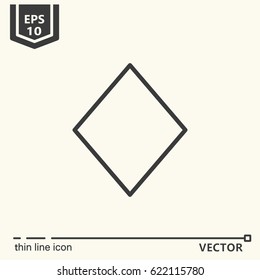 Diamond (card color).  Vector single isolated icon. EPS 10. Isolated object.