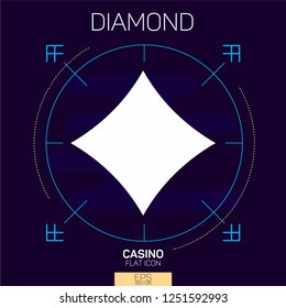 Diamond card suit flat icon