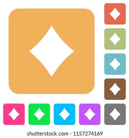 Diamond card symbol flat icons on rounded square vivid color backgrounds.