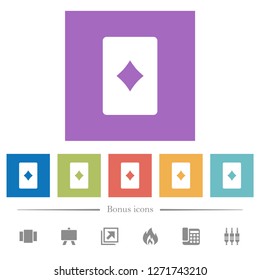 Diamond card symbol flat white icons in square backgrounds. 6 bonus icons included.