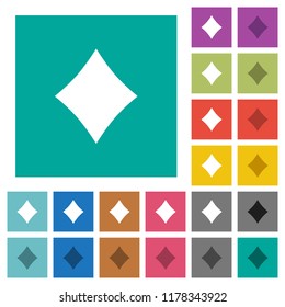 Diamond card symbol multi colored flat icons on plain square backgrounds. Included white and darker icon variations for hover or active effects.