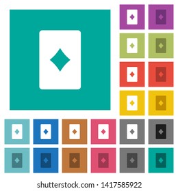 Diamond card symbol multi colored flat icons on plain square backgrounds. Included white and darker icon variations for hover or active effects.