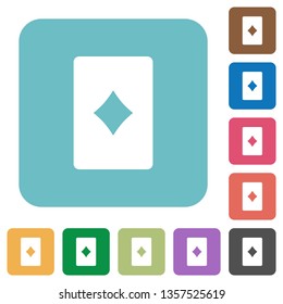 Diamond card symbol white flat icons on color rounded square backgrounds