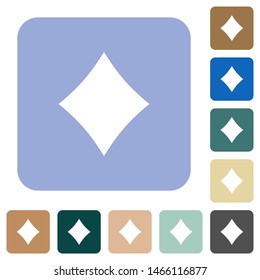 Diamond card symbol white flat icons on color rounded square backgrounds