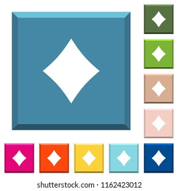 Diamond card symbol white icons on edged square buttons in various trendy colors