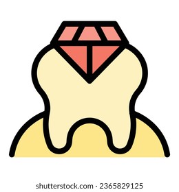 Diamond care icon outline vector. Tooth care. Clinic bridge color flat