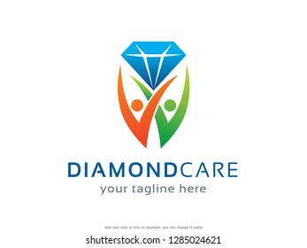 Diamond Care Logo Template Design Vector, Emblem, Concept Design, Creative Symbol, Icon