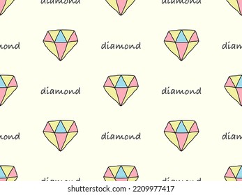 Personaje de caricatura de diamante patrón transparente sobre fondo amarillo