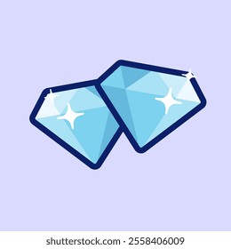 Diamond Cartoon Vector Icon Illustration. Wealth Object Icon 
Concept Isolated Premium Vector. Flat Cartoon Style