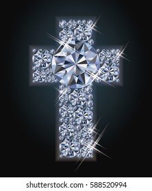 Diamond catholic cross card, vector illustration
