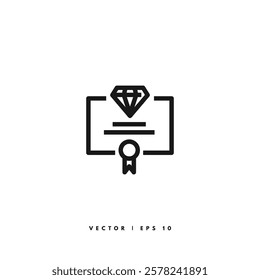 Diamond Certificate Icon. Editable Stroke
