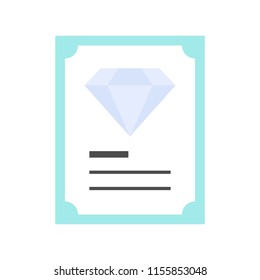 diamond certificate, jewelry related icon, flat design