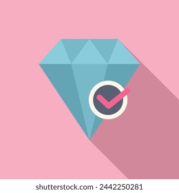 Diamond certified form icon flat vector. Cart rule policy. Search check