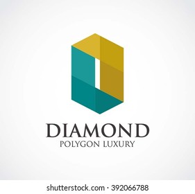 Diamond chain of polygon abstract vector and logo design or template luxury connection business icon of company identity symbol concept
