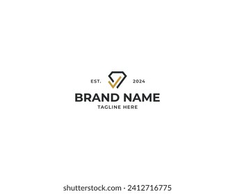 Diamond Check Logo Concept symbol icon sign Element Design. Jewelry, Tick, Jewellery Logotype. Vector illustration template