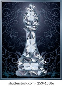 Diamond chess Bishop card, vector illustration