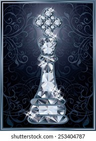 Diamond chess King card, vector illustration 