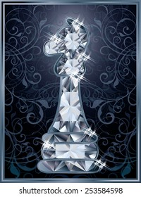 Diamond chess Knight card, vector illustration