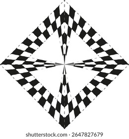 Diamond chess pattern. Rotated board design. Vector abstract form. Black and white.