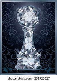 Diamond chess pawn card, vector illustration 