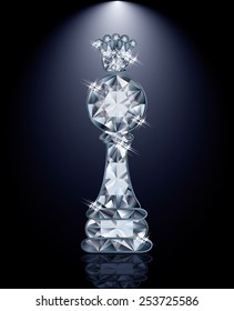 Diamond chess pawn with crown, vector illustration 