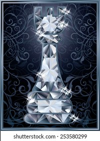 Diamond chess Rook card, vector illustration 