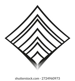 Icono de chevron de diamante. Vector de ángulo geométrico. Forma de línea anidada. Flecha afilada art. EPS 10.