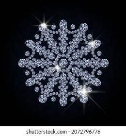Diamond christmas snowflake wallpaper, vector illustration