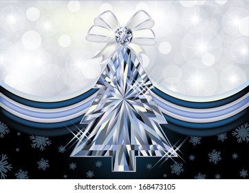 Diamond Christmas tree banner, vector illustration 