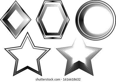 Diamond Circle Star Hexagon Shapes and Frames Vector Set