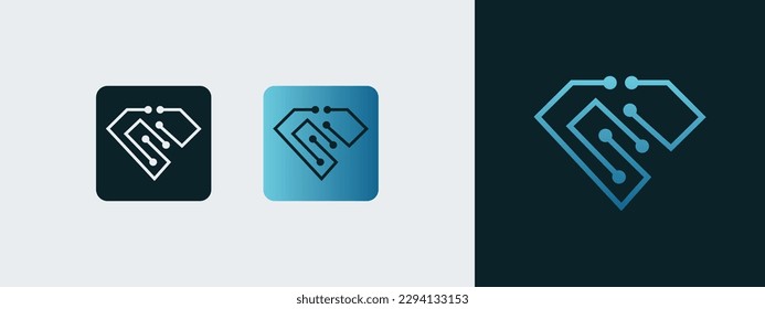 Diamond Circuit Modern Technology Abstract Business Logo.