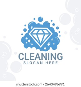 Diamond Cleaning Service Logo with Bubbles