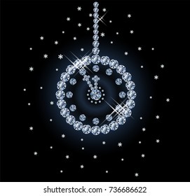 Diamond clock background, vector illustration