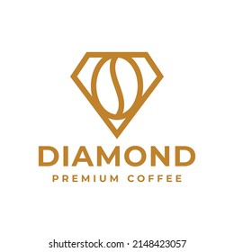 diamond coffee bean vector logo design