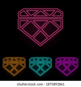 Diamantfarbenneonensatz. Einfache dünne Linie, Umrissvektor von Web-Icons für i und ux, Website oder mobile Anwendung