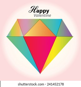 Diamond colorful background. Vector. Valentine's card.